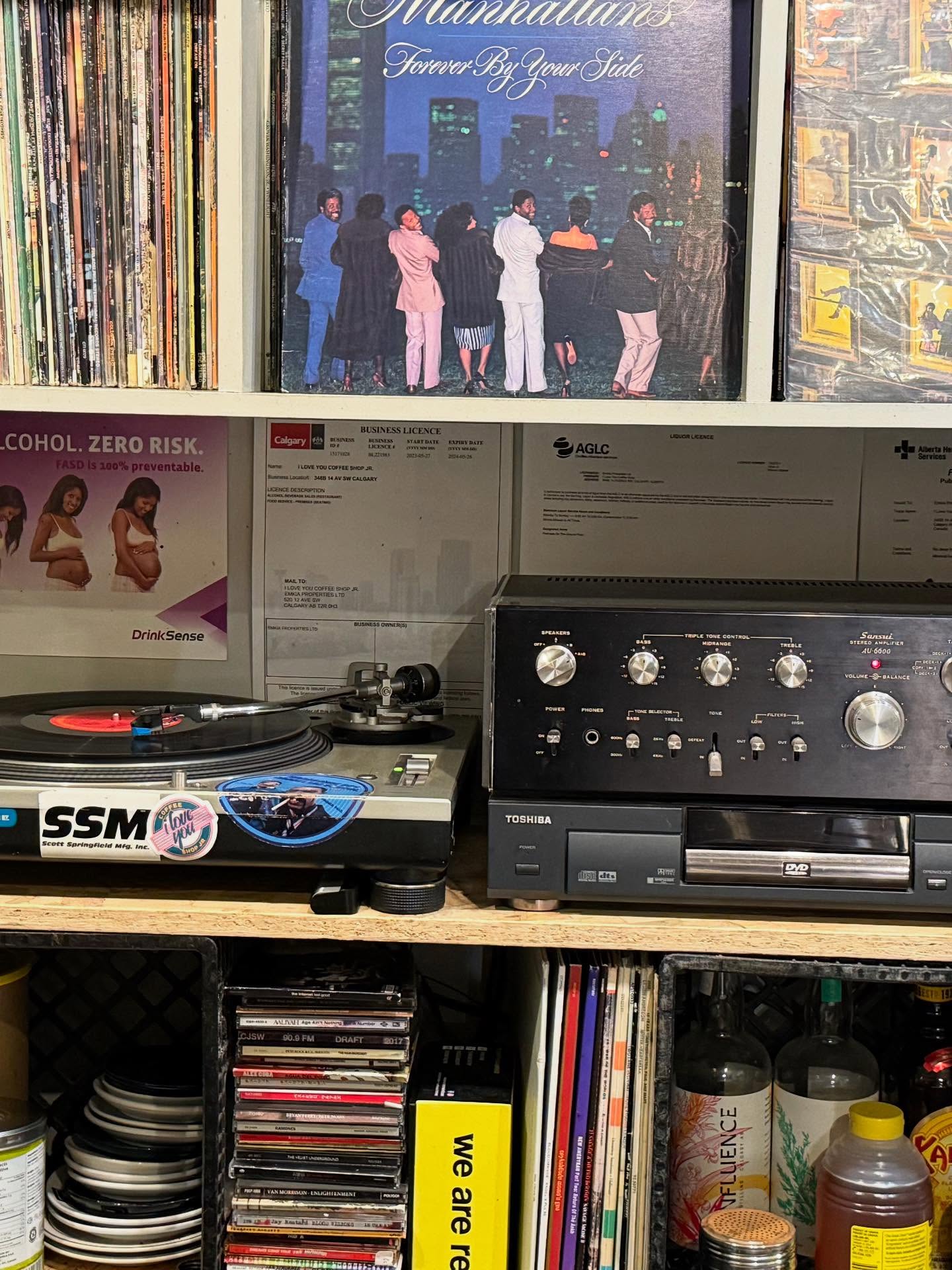 Great lil surprise cafe on the YYC #worldcoffeetour @iloveyoucoffeeshop friendly folks, great coffee, and vinyl.